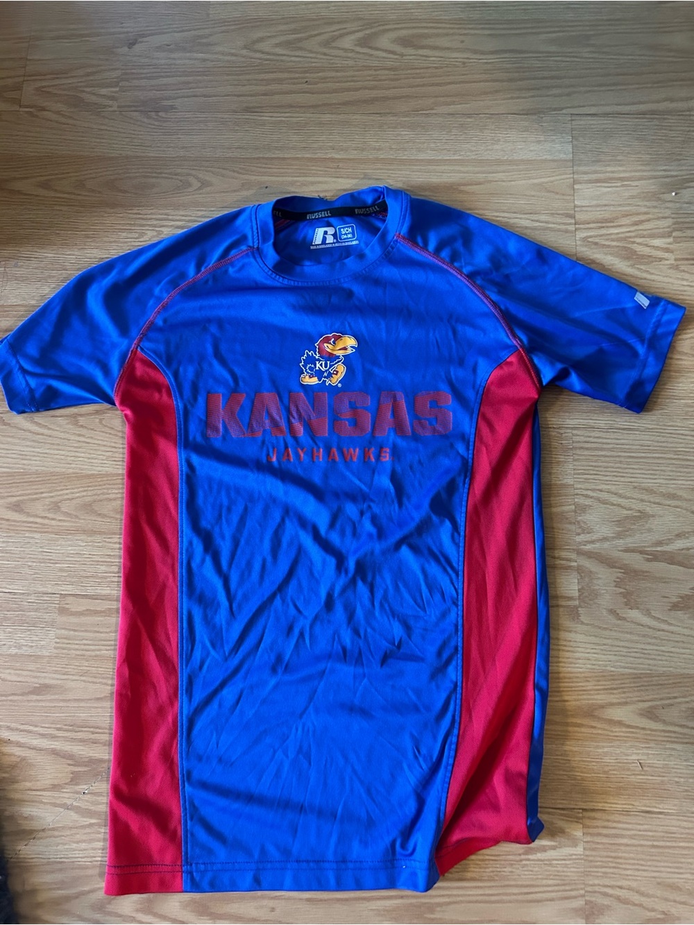 Kansas City Jayhawks Shirt Adult Small Blue Performance Active Wear Training KU